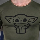 Чоловіча потовідвідна футболка з принтом "Йода" Coolmax олива розмір L - зображення 6