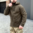 Чоловіча флісова куртка з капюшоном хакі розмір 2XL - зображення 1