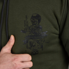 Мужское худи трехнитка на флисе / Кофта с принтом "Смерть подождёт" олива размер 2XL - изображение 7