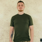 Мужская хлопковая футболка с круглой горловиной олива размер 3XL - изображение 1