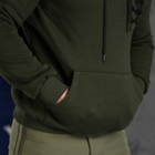 Мужское худи трехнитка на флисе / Кофта с принтом "F**k" олива размер 2XL - изображение 6
