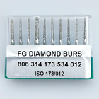 Бор алмазний FG стоматологічний турбінний наконечник упаковка 10 шт UMG КОНУС Усічений 1,2/10,0 мм 314.173.534.012 - зображення 1
