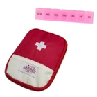 Комплект дорожня-кишенькова аптечка червона 13х18 см та органайзер для таблеток на 7 днів Рожевий (3000169-TOP-2) - зображення 1