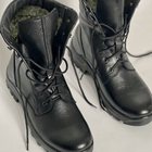 Зимние кожаные Ботинки Ястреб на меху до -20°C / Утепленные водоотталкивающие Берцы черные размер 44 - изображение 3