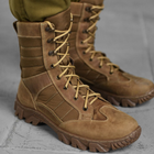 Мужские демисезонные Ботинки на протекторной резиновой подошве / Кожаные высокие Берцы коричневые размер 45 - изображение 3