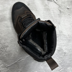 Зносостійкі чоловічі берці із натуральної шкіри з хутряною підкладкою / Зимові черевики Gladiator у коричневому кольорі з тризубом - зображення 3