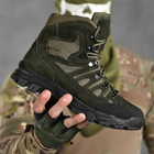 Мужские кожаные Ботинки Stabilet на резиновой протекторной подошве / Крепкие Берцы олива размер 43 - изображение 5