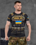 Армейская мужская футболка Ukrainian Army потоотводящая S черная с принтом (86423) - изображение 1
