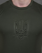 Тактична чоловіча потовідвідна футболка з Гербом України L олива (86497) - зображення 3