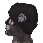 В'язана шапка з шевроном поліції, чорна - зображення 1