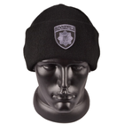 В'язана шапка з шевроном поліції, чорна - зображення 2