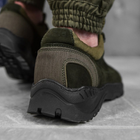 Мужские кожаные Кроссовки на прошитой резиновой подошве олива размер 44 - изображение 2