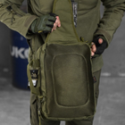 Нагрудная сумка-слинг 8 л 33x23x10 см / Рюкзак однолямный Oxford 900D с системой крепления MOLLE олива - изображение 8
