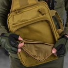 Нагрудная сумка-слинг 8 л 33x23x10 см / Рюкзак однолямный Oxford 900D с системой крепления MOLLE койот - изображение 7