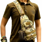 Рюкзак тактичний на одне плече AOKALI Outdoor A14 20L Camouflage CP - зображення 5