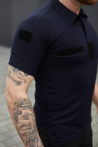 Мужская футболка Поло для ДСНС темно-синяя ткань Cool-pass размер 50 - изображение 4