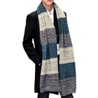 Чоловічий шарф в'язаний сіро-блакитний смугастий молодіжний, 180*35 см