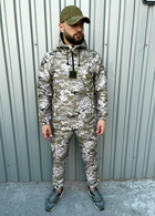 Мужской костюм демисезонный куртка анорак и штаны с шевроном флаг Украины Terra Intruder 0165 L Пиксель (IN - 0165/02 C ) - изображение 8