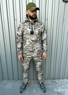 Мужской костюм демисезонный куртка анорак и штаны с шевроном флаг Украины Terra Intruder 0165 M Пиксель (IN - 0165/02 B ) - изображение 8
