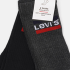 Zestaw męskich skarpet wysokich bawełnianych 2 pary Levi's Regular Cut Logo 2P 9020120012080 39-42 Czarny/Szary (8718824835204) - obraz 3