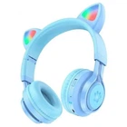 Навушники бездротові Hoco W39 Cat Ear Wireless з RGB підсвіткою Blue