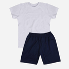 Дитячий комплект (футболка + шорти) для хлопчика Tup Tup SP200CH-3100 134 см Білий/Темно-синій (5907744052058) - зображення 1