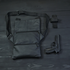 Тактична шкіряна сумка з кобурою, месенджер-слінг, через плече, чорний - зображення 6