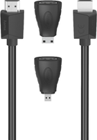 Kabel Hama HDMI - HDMI + 2 x Adapter mini-HDMI/micro-HDMI M/M 1.5 m Black (4047443439710) - obraz 1