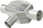 Адаптер Hama антенний штекер - 2 x Антенне гніздо M/F Silver (4047443441454) - зображення 1