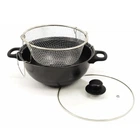 Кастрюля-фритюрница HotChef 26 см. с антипригарным покрытием и прозрачной крышкой, Черный