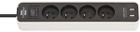Listwa przeciwprzepięciowa Brennenstuhl Ecolor 4 gniazda - 2 x USB Type-A 1.5 m Black/White (4007123656622) - obraz 1