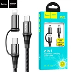 Кабель 2в1 Hoco Type-C to Type-C/Lightning PD 60W 1метр Exquisito X50 Black (X50)
