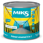 Ґрунт емаль алкідна MIKS Color 3 в 1 антикорозійна вишнева RAL 3005 0,8 кг