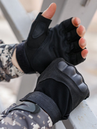 Тактичні перчатки, рукавички армійські без пальців (чорні) ON-012 - зображення 2