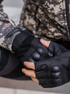 Тактичні перчатки, рукавички армійські без пальців (чорні) ON-012 - изображение 5