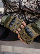 Тактичні перчатки, рукавички армійські без пальців (олива) ON-013 - изображение 6