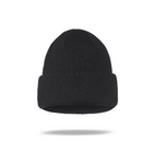 Двойная черная вязаная шапка с отворотом утепленная - изображение 2