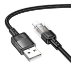 Кабель Hoco Lightning Spirit transparent charging data cable U129 |2.4A, 1.2M| чорний