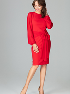 Sukienka midi jesienna damska Lenitif K494 S Czerwona (5902194355001) - obraz 3