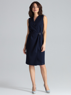 Плаття на запах міді літнє жіноче Lenitif L037 XL Темно-синє (5902194368568) - зображення 4