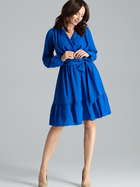 Sukienka kopertowa midi jesienna damska Lenitif L053 S Niebieska (5902194372374) - obraz 6