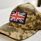 Бейсболка для військових із прапором Британським кольоровим 5*8см, камуфляж - піксель. Розмір Універсальний - зображення 1