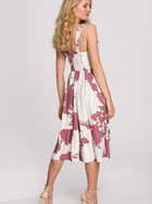 Sukienka trapezowa damska midi Makover K098 S Biały/Różowy (5903887622219) - obraz 2