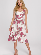 Плаття міді літнє жіноче Makover K098 L Білий/Рожевий (5903887622196) - зображення 1