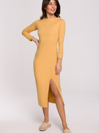 Sukienka midi jesienna damska BeWear B219 M Żółta (5903887654531) - obraz 1