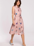 Sukienka koszulowa midi letnia damska BeWear B230 2XL Różowa (5903887656764) - obraz 1