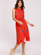 Sukienka koszulowa midi letnia damska BeWear B230 S Czerwona (5903887656795) - obraz 3
