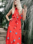 Sukienka koszulowa midi letnia damska BeWear B230 S Czerwona (5903887656795) - obraz 5
