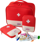 Аптечка-сумка, дорожній органайзер першої допомоги для зберігання ліків / таблеток / медикаментів, набір 3 шт, червоний (81701515) - зображення 4