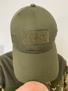 Бейсболка цвета олива, кепка с липучкой для шеврона и регулятором размера, ткань саржа - изображение 4